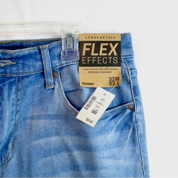 Aeropostale Light Blue Flexible Skinny Jeans Mens Size 32W/32L - NEW - Picture 3 of 8